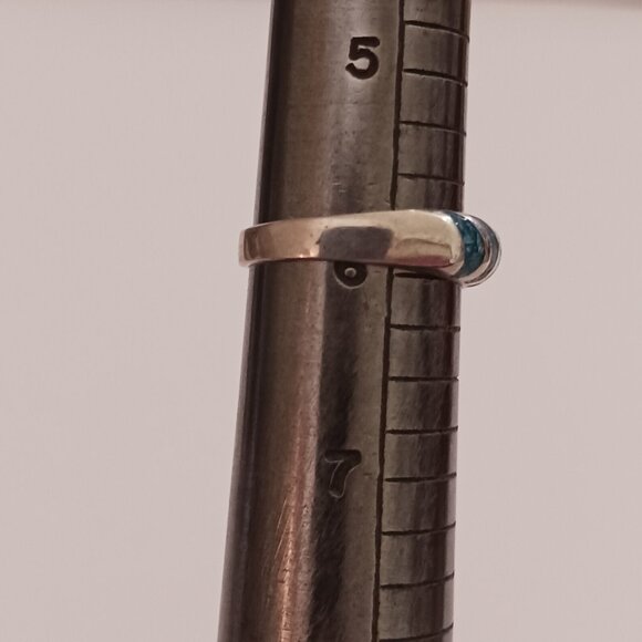 Mexico Taxco Turquoise Crush Inlay Sterling Ring sz 6 (1427) - Picture 4 of 4